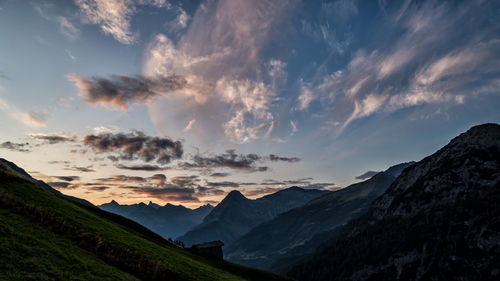 Panoramic view of landscape against sky during sunset