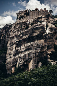 Low angle view of rock formations