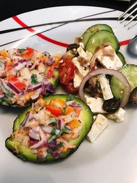 Close-up of meal served in plate