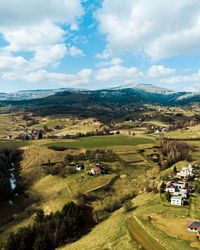 High angle view of landscape against sky