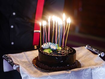 High angle view of cake on table