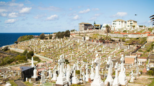 High angle view of cemetary