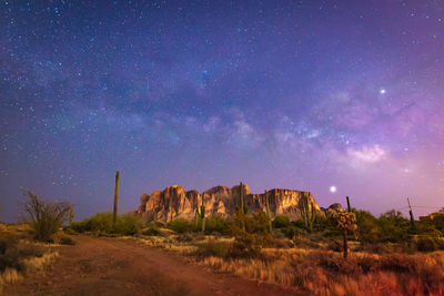 Scenic view of star field against sky