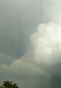 Low angle view of rainbow against sky