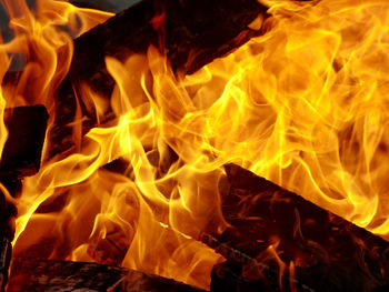 Close-up of bonfire at night