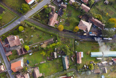 Aerial view of houses in city