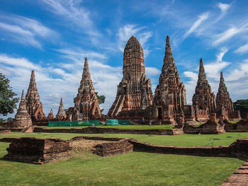 Panoramic view of temple against cloudy sky