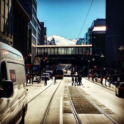 Railroad tracks in city