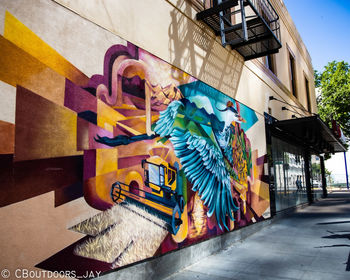 Low angle view of graffiti on building wall