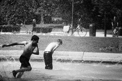 Boy playing in playground