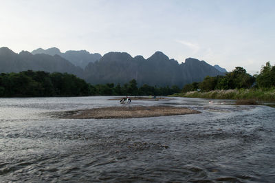 Limestone formation landscape in vang vieng, laos