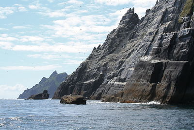 Scenic view of the steep cliffs of the skellig islands in ireland