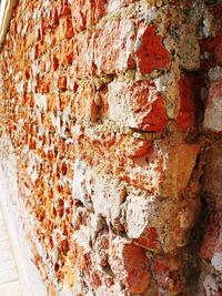 Close-up view of brick wall