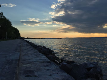 Scenic view of sea at sunset