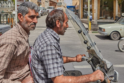 Man working on car