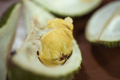 High angle view of bananas on table