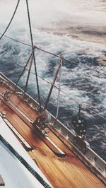 High angle view of fishing boat in sea