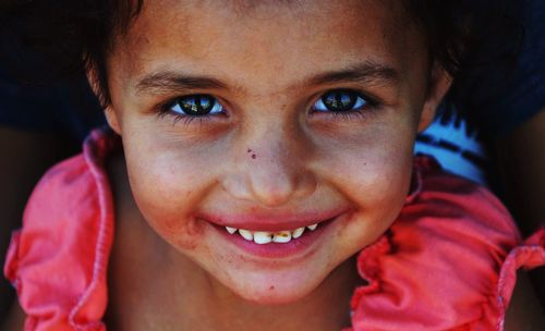 High angle portrait of smiling girl