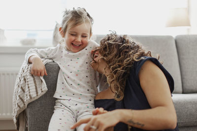 Happy mother and daughter