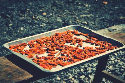 High angle view of food on table