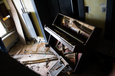 Close-up of broken piano