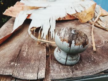 Close-up of wood on table