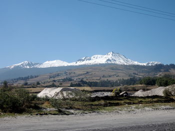 Scenic view of mountains against clear sky