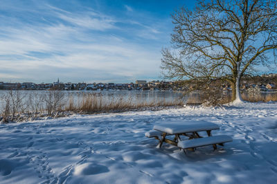 Skanderborg lake at wintertime, jutland, denmark