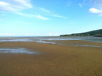 View of beach against cloudy sky