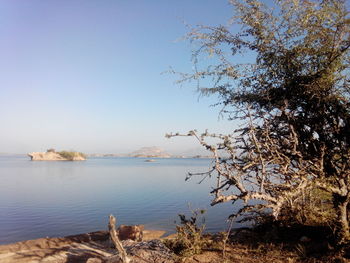 Scenic view of sea against clear sky