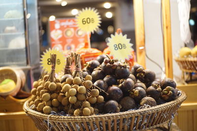 Close-up of fruits for sale at market stall