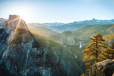 View of mountains against sky at sunrise