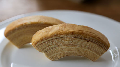 Close-up of bread in plate