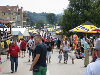 People walking on street in city