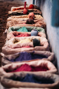 High angle view of colorful clothes