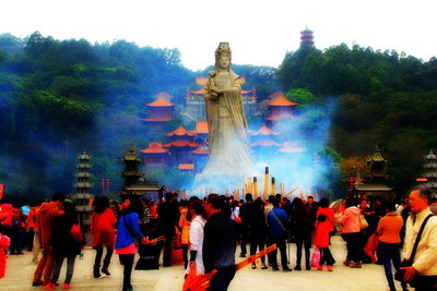 Tourists visiting temple