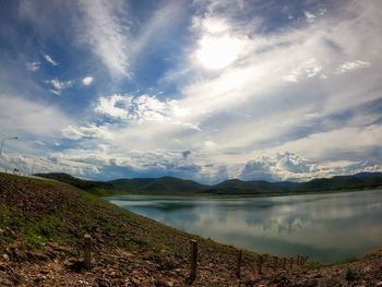 Scenic view of lake against sky