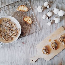 Close-up of food on wooden table