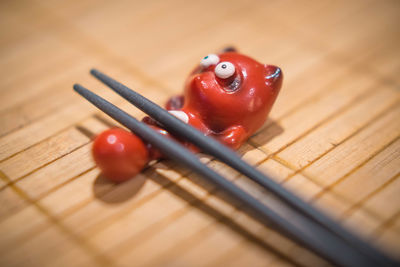 High angle view of tomatoes on table