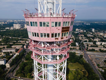 High angle view of buildings in city