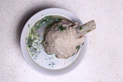 High angle view of food in bowl