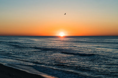 Scenic view of sea against sky during sunrise