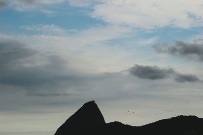 Low angle view of silhouette mountain against sky