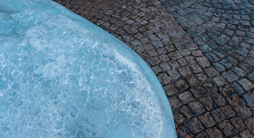 High angle view of iceberg on cobbled street in city at place du pantheon