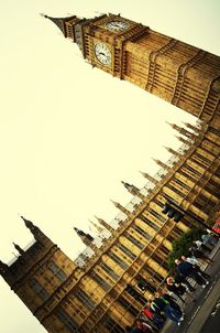 Low angle view of buildings against clear sky