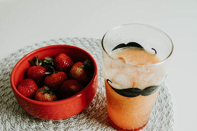 Close-up of strawberries in bowl