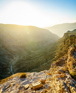 Scenic view of mountains against clear sky