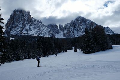 Scenic view of snow covered mountains