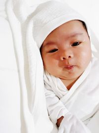 Close-up portrait of cute baby boy