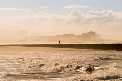 Scenic view of sea against sky during sunset
